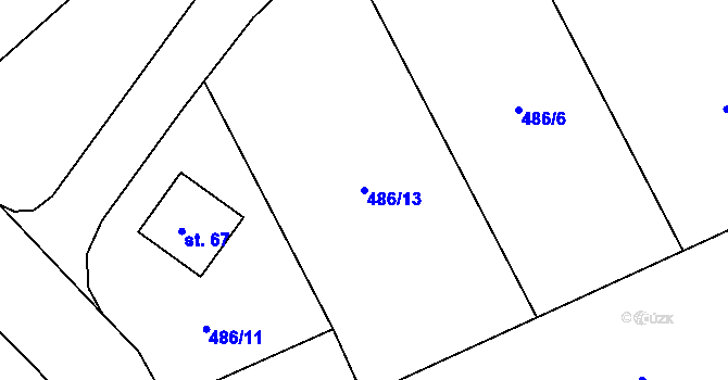 Parcela st. 486/13 v KÚ Háje nad Teplou, Katastrální mapa