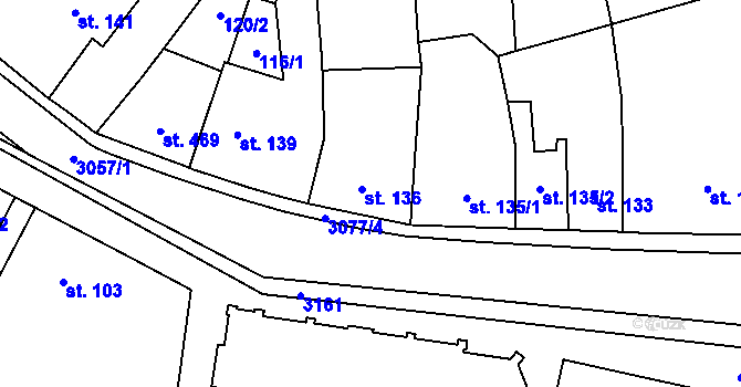 Parcela st. 136 v KÚ Krásno nad Teplou, Katastrální mapa