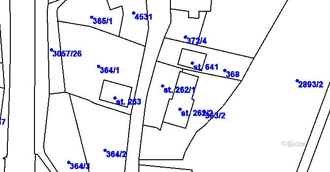 Parcela st. 262/1 v KÚ Krásno nad Teplou, Katastrální mapa
