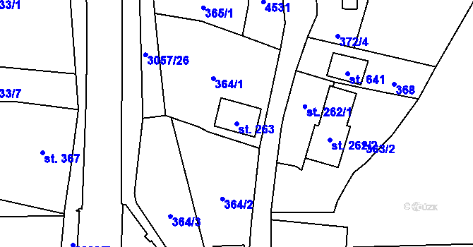 Parcela st. 263 v KÚ Krásno nad Teplou, Katastrální mapa