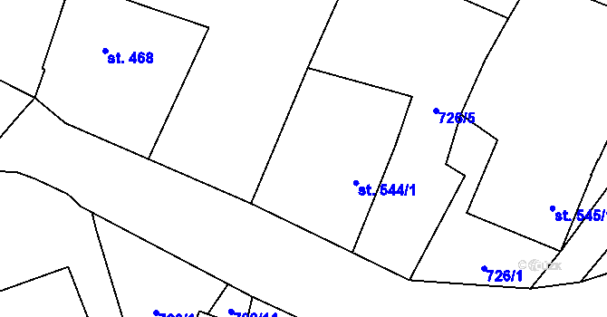 Parcela st. 544/2 v KÚ Krásno nad Teplou, Katastrální mapa