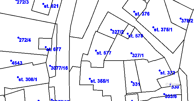 Parcela st. 577 v KÚ Krásno nad Teplou, Katastrální mapa