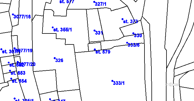 Parcela st. 579 v KÚ Krásno nad Teplou, Katastrální mapa