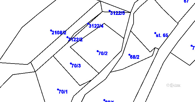 Parcela st. 70/2 v KÚ Krásno nad Teplou, Katastrální mapa