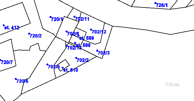 Parcela st. 702/3 v KÚ Krásno nad Teplou, Katastrální mapa