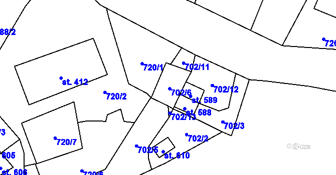 Parcela st. 702/6 v KÚ Krásno nad Teplou, Katastrální mapa