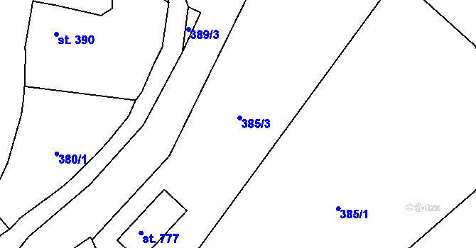 Parcela st. 385/3 v KÚ Krásno nad Teplou, Katastrální mapa