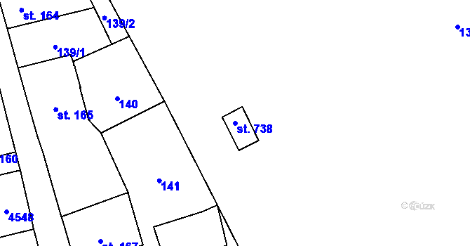 Parcela st. 738 v KÚ Krásno nad Teplou, Katastrální mapa