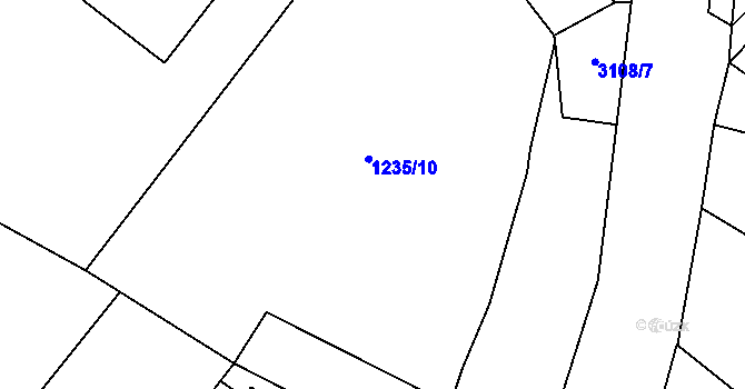 Parcela st. 1235/10 v KÚ Krásno nad Teplou, Katastrální mapa