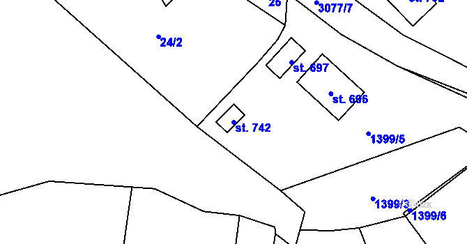 Parcela st. 742 v KÚ Krásno nad Teplou, Katastrální mapa