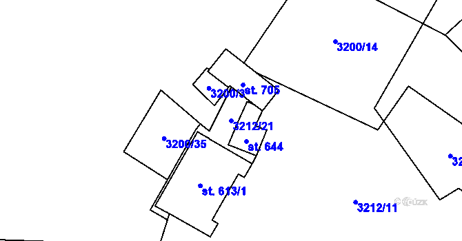 Parcela st. 3212/21 v KÚ Krásno nad Teplou, Katastrální mapa