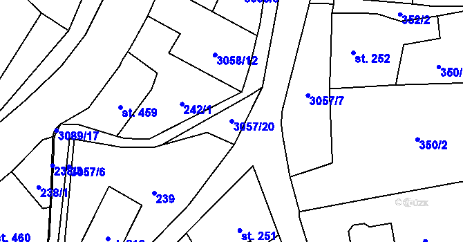 Parcela st. 3057/20 v KÚ Krásno nad Teplou, Katastrální mapa