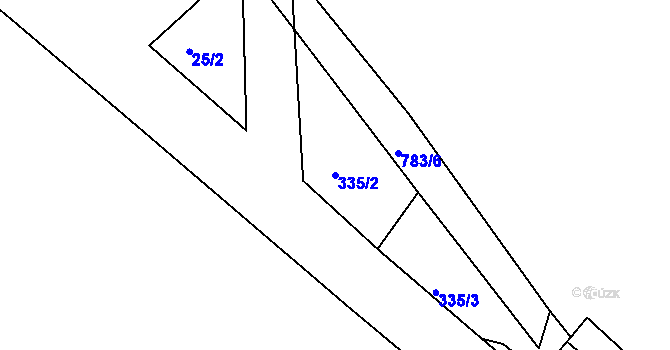 Parcela st. 335/2 v KÚ Milešov, Katastrální mapa