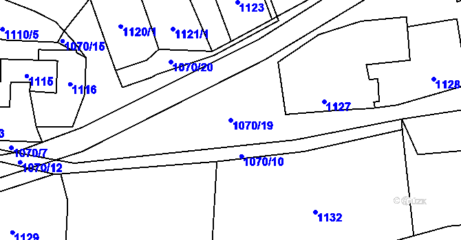 Parcela st. 1070/19 v KÚ Krásný Dvůr, Katastrální mapa