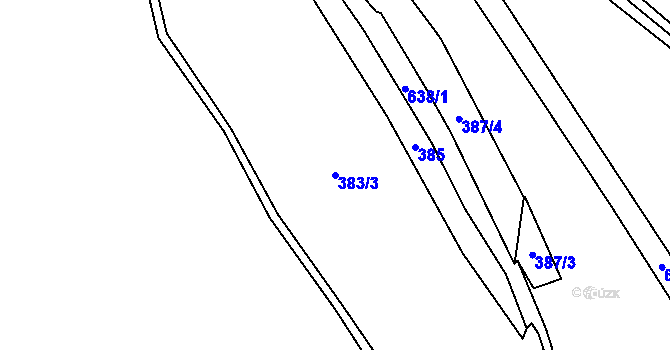 Parcela st. 383/3 v KÚ Damice, Katastrální mapa