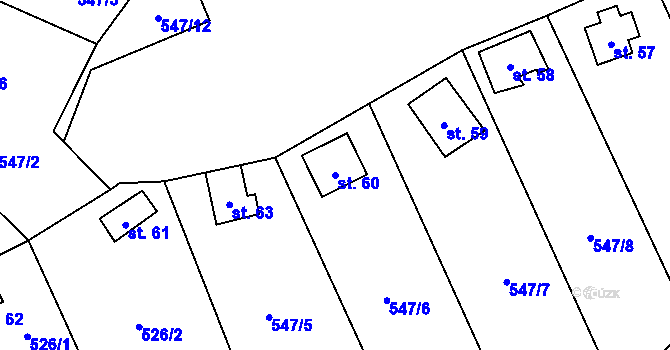 Parcela st. 60 v KÚ Damice, Katastrální mapa