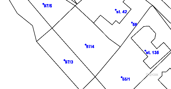 Parcela st. 97/4 v KÚ Damice, Katastrální mapa