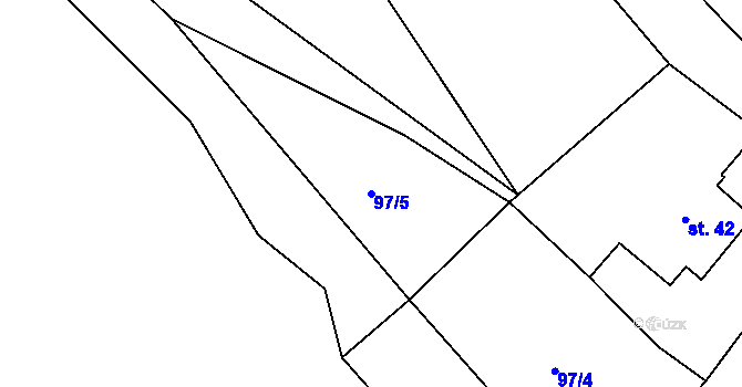 Parcela st. 97/5 v KÚ Damice, Katastrální mapa