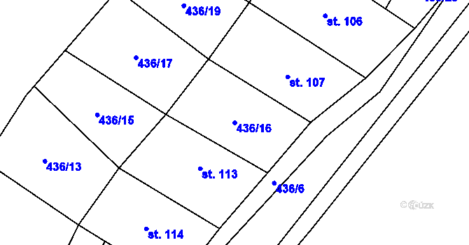 Parcela st. 436/16 v KÚ Damice, Katastrální mapa