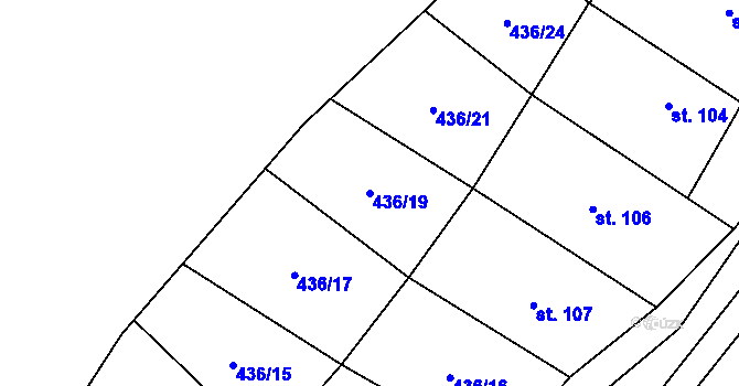 Parcela st. 436/19 v KÚ Damice, Katastrální mapa