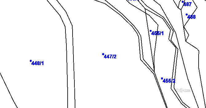 Parcela st. 447/2 v KÚ Damice, Katastrální mapa