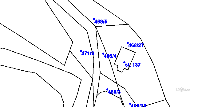 Parcela st. 466/4 v KÚ Damice, Katastrální mapa