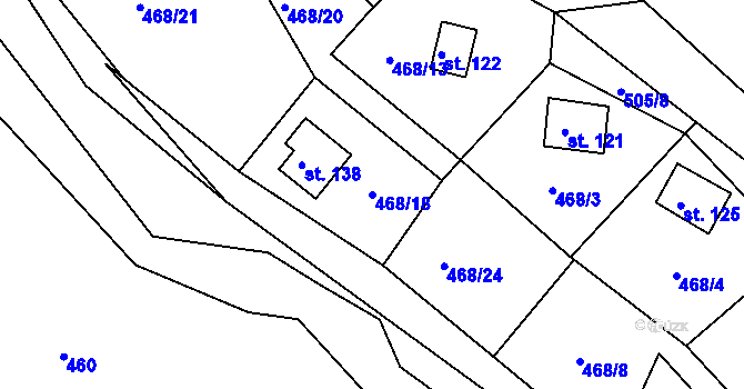 Parcela st. 468/18 v KÚ Damice, Katastrální mapa