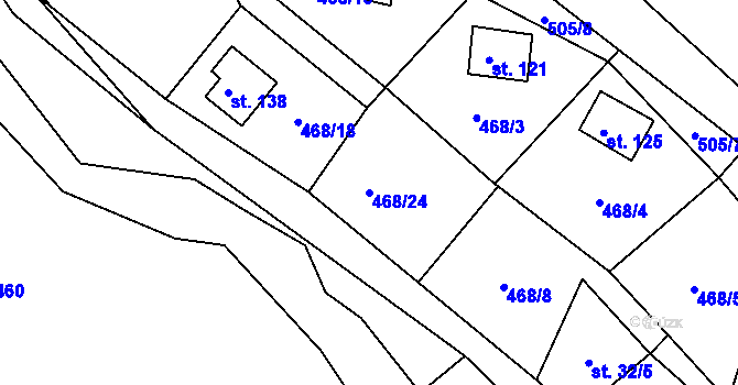 Parcela st. 468/24 v KÚ Damice, Katastrální mapa