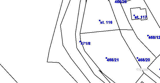 Parcela st. 471/8 v KÚ Damice, Katastrální mapa