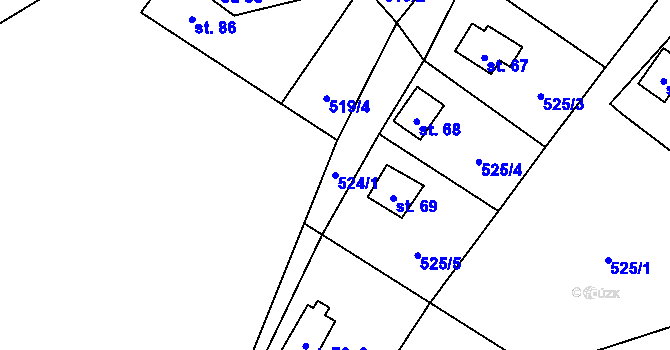 Parcela st. 524/1 v KÚ Damice, Katastrální mapa