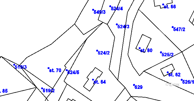 Parcela st. 524/2 v KÚ Damice, Katastrální mapa