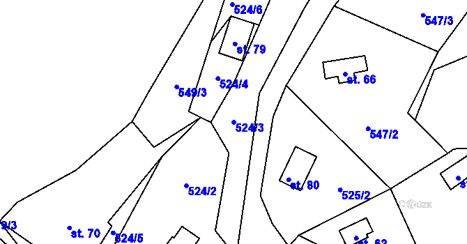 Parcela st. 524/3 v KÚ Damice, Katastrální mapa