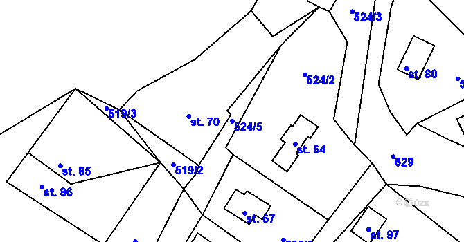 Parcela st. 524/5 v KÚ Damice, Katastrální mapa