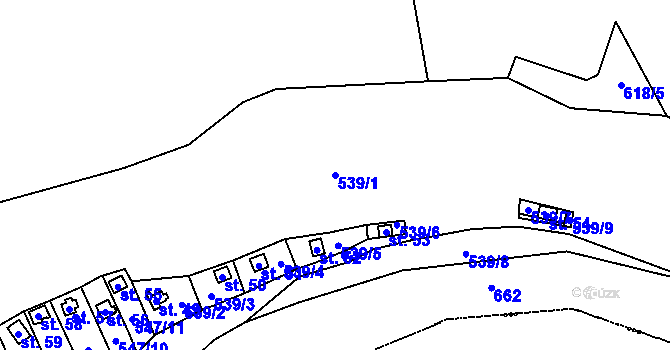 Parcela st. 539/1 v KÚ Damice, Katastrální mapa