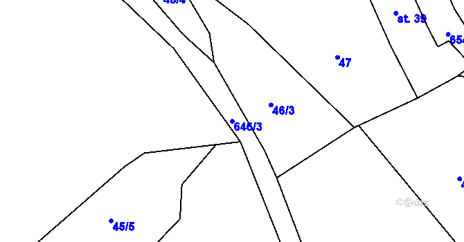Parcela st. 646/3 v KÚ Damice, Katastrální mapa
