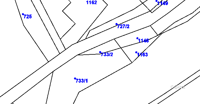 Parcela st. 733/2 v KÚ Nakléřov, Katastrální mapa