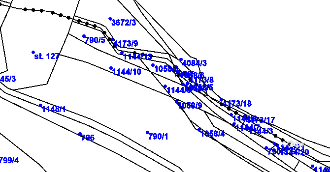 Parcela st. 1144/9 v KÚ Nakléřov, Katastrální mapa