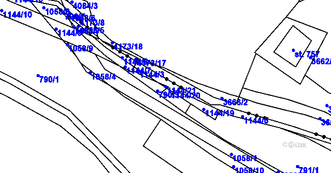Parcela st. 1144/21 v KÚ Nakléřov, Katastrální mapa
