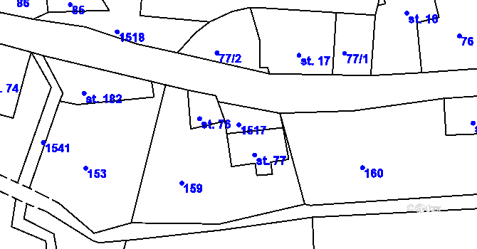 Parcela st. 1517 v KÚ Krásný Studenec, Katastrální mapa