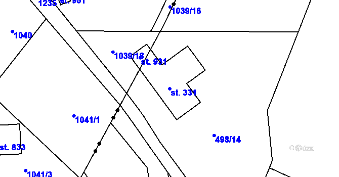 Parcela st. 331 v KÚ Krásný Studenec, Katastrální mapa