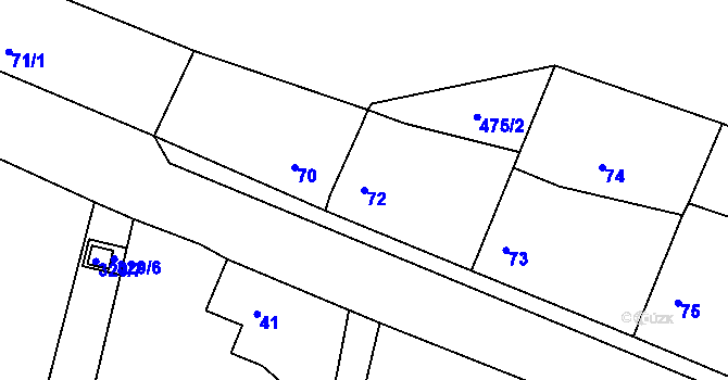 Parcela st. 72 v KÚ Krasonice, Katastrální mapa