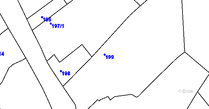 Parcela st. 199 v KÚ Krasonice, Katastrální mapa