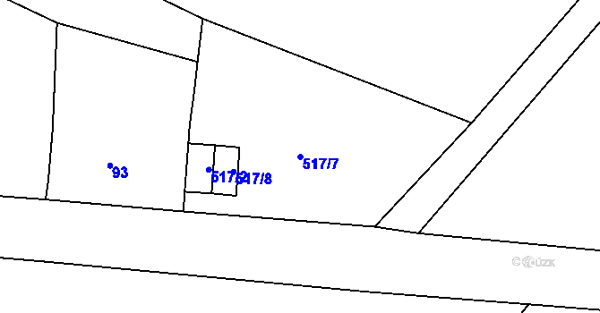 Parcela st. 517/7 v KÚ Krasonice, Katastrální mapa