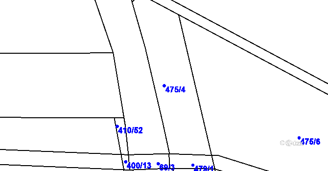 Parcela st. 475/4 v KÚ Krasonice, Katastrální mapa
