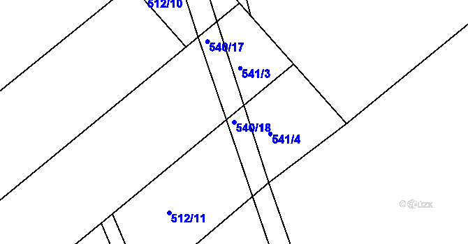 Parcela st. 540/18 v KÚ Krasonice, Katastrální mapa