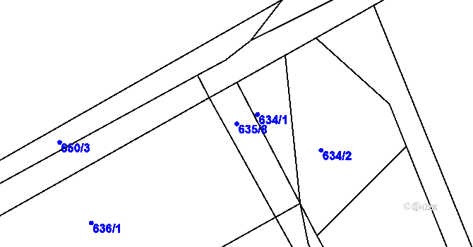 Parcela st. 635/8 v KÚ Krasonice, Katastrální mapa