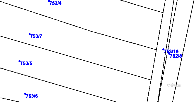 Parcela st. 753/11 v KÚ Krasonice, Katastrální mapa
