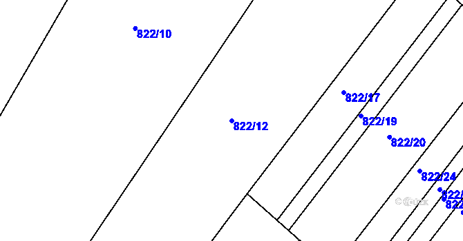 Parcela st. 822/12 v KÚ Krasonice, Katastrální mapa
