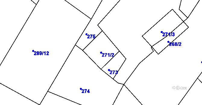 Parcela st. 271/2 v KÚ Krasonice, Katastrální mapa