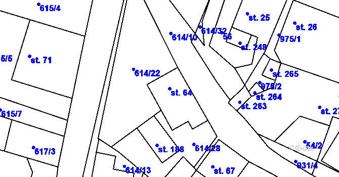 Parcela st. 64 v KÚ Krasoňov, Katastrální mapa